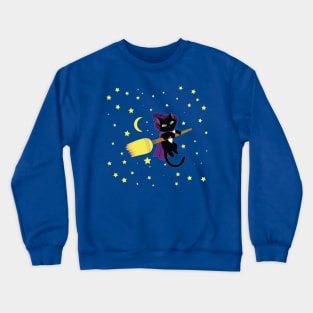 Flying Witch Cat Crewneck Sweatshirt